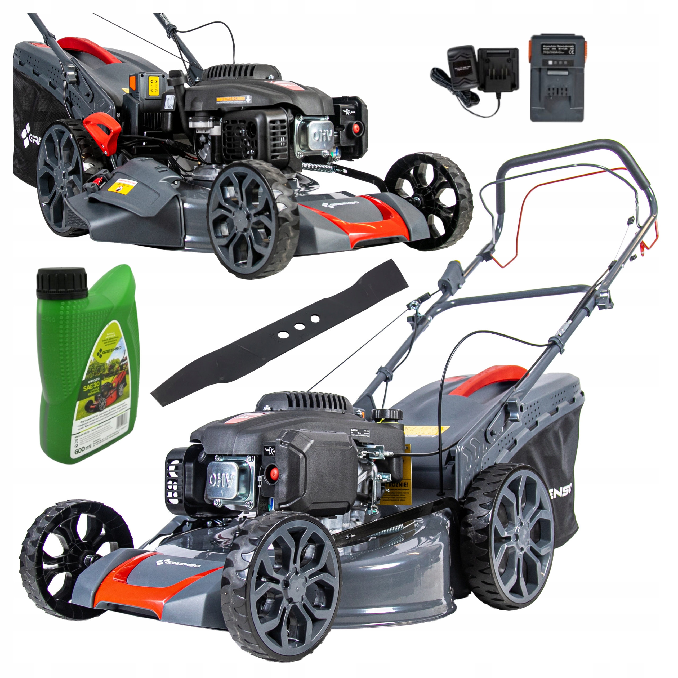Benzínová kosačka na trávu, elektrický pohon, 51 cm, Loncin 4.55 KM, Greenso KS51-L200NE